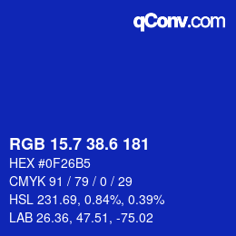 カラーコード: RGB 15.7 38.6 181 | qconv.com