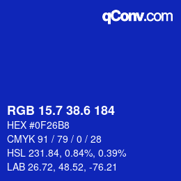 カラーコード: RGB 15.7 38.6 184 | qconv.com