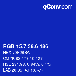 カラーコード: RGB 15.7 38.6 186 | qconv.com