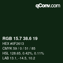 カラーコード: RGB 15.7 38.6 19 | qconv.com