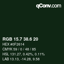 カラーコード: RGB 15.7 38.6 20 | qconv.com