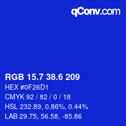 カラーコード: RGB 15.7 38.6 209 | qconv.com