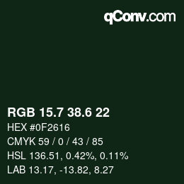カラーコード: RGB 15.7 38.6 22 | qconv.com