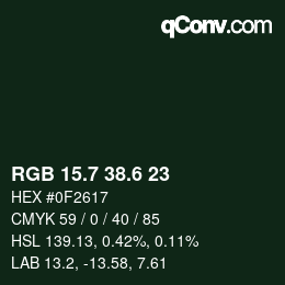 カラーコード: RGB 15.7 38.6 23 | qconv.com