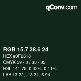 カラーコード: RGB 15.7 38.6 24 | qconv.com