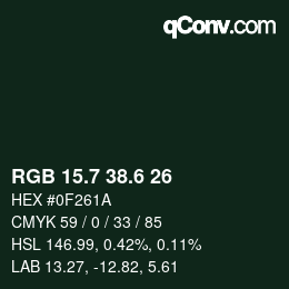 カラーコード: RGB 15.7 38.6 26 | qconv.com