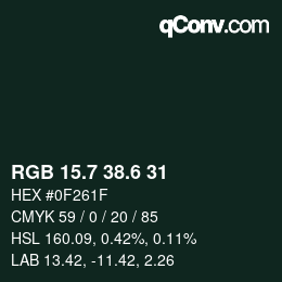 カラーコード: RGB 15.7 38.6 31 | qconv.com