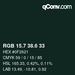 カラーコード: RGB 15.7 38.6 33 | qconv.com