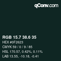 カラーコード: RGB 15.7 38.6 35 | qconv.com