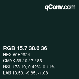 カラーコード: RGB 15.7 38.6 36 | qconv.com