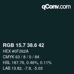 カラーコード: RGB 15.7 38.6 42 | qconv.com