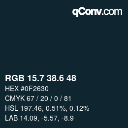 カラーコード: RGB 15.7 38.6 48 | qconv.com