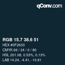 カラーコード: RGB 15.7 38.6 51 | qconv.com