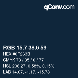 カラーコード: RGB 15.7 38.6 59 | qconv.com