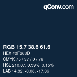カラーコード: RGB 15.7 38.6 61.6 | qconv.com