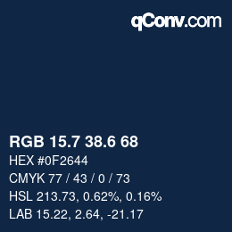 カラーコード: RGB 15.7 38.6 68 | qconv.com