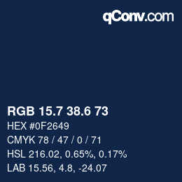 カラーコード: RGB 15.7 38.6 73 | qconv.com