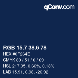 カラーコード: RGB 15.7 38.6 78 | qconv.com