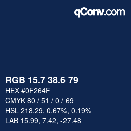 カラーコード: RGB 15.7 38.6 79 | qconv.com