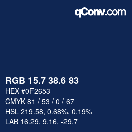 カラーコード: RGB 15.7 38.6 83 | qconv.com