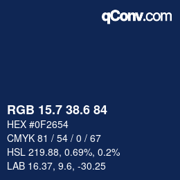 カラーコード: RGB 15.7 38.6 84 | qconv.com