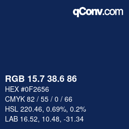 カラーコード: RGB 15.7 38.6 86 | qconv.com