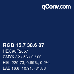 カラーコード: RGB 15.7 38.6 87 | qconv.com