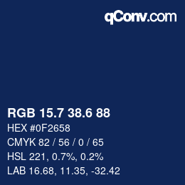 カラーコード: RGB 15.7 38.6 88 | qconv.com