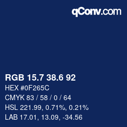 カラーコード: RGB 15.7 38.6 92 | qconv.com