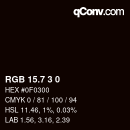カラーコード: RGB 15.7 3 0 | qconv.com