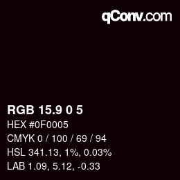 Color code: RGB 15.9 0 5 | qconv.com