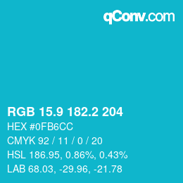 カラーコード: RGB 15.9 182.2 204 | qconv.com