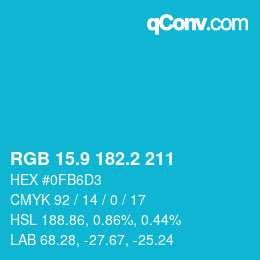 カラーコード: RGB 15.9 182.2 211 | qconv.com