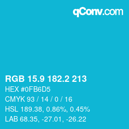 カラーコード: RGB 15.9 182.2 213 | qconv.com