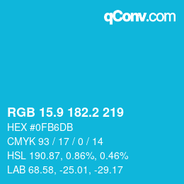 カラーコード: RGB 15.9 182.2 219 | qconv.com