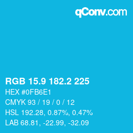 カラーコード: RGB 15.9 182.2 225 | qconv.com