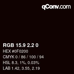 Color code: RGB 15.9 2.2 0 | qconv.com