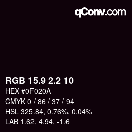 カラーコード: RGB 15.9 2.2 10 | qconv.com