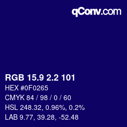 カラーコード: RGB 15.9 2.2 101 | qconv.com