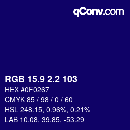 カラーコード: RGB 15.9 2.2 103 | qconv.com