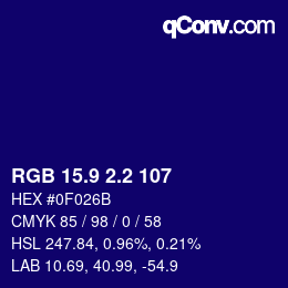 カラーコード: RGB 15.9 2.2 107 | qconv.com