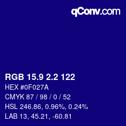 カラーコード: RGB 15.9 2.2 122 | qconv.com