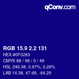 カラーコード: RGB 15.9 2.2 131 | qconv.com
