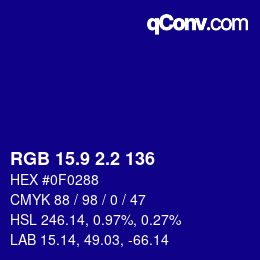 カラーコード: RGB 15.9 2.2 136 | qconv.com