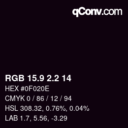 カラーコード: RGB 15.9 2.2 14 | qconv.com