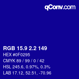カラーコード: RGB 15.9 2.2 149 | qconv.com