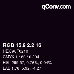 カラーコード: RGB 15.9 2.2 16 | qconv.com