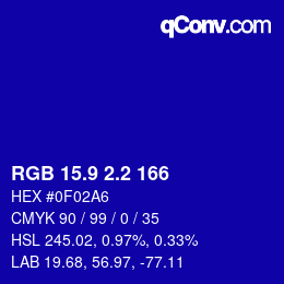 カラーコード: RGB 15.9 2.2 166 | qconv.com