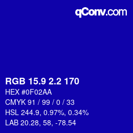 カラーコード: RGB 15.9 2.2 170 | qconv.com