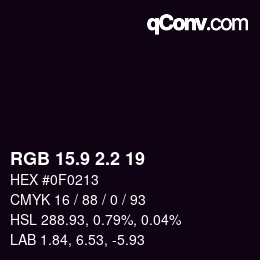 カラーコード: RGB 15.9 2.2 19 | qconv.com